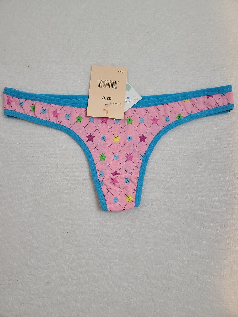Y2K Vintage i-basic Colorful Graphic Cotton Low Rise Thong Panty Size Lg